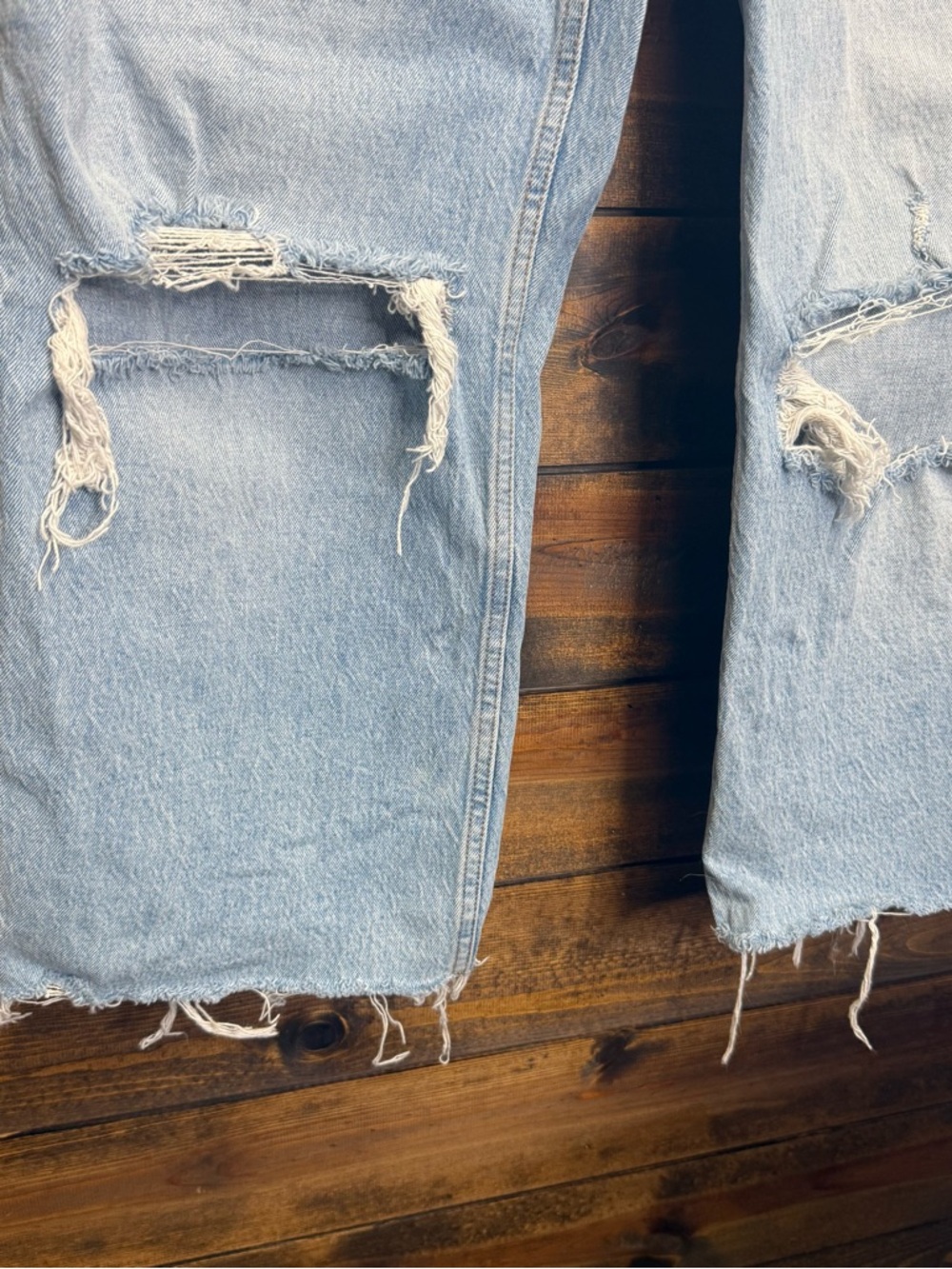 Abercrombie and Fitch Distressed Jeans Size 12 31" waist curve love 90's relaxed - Picture 2 of 14